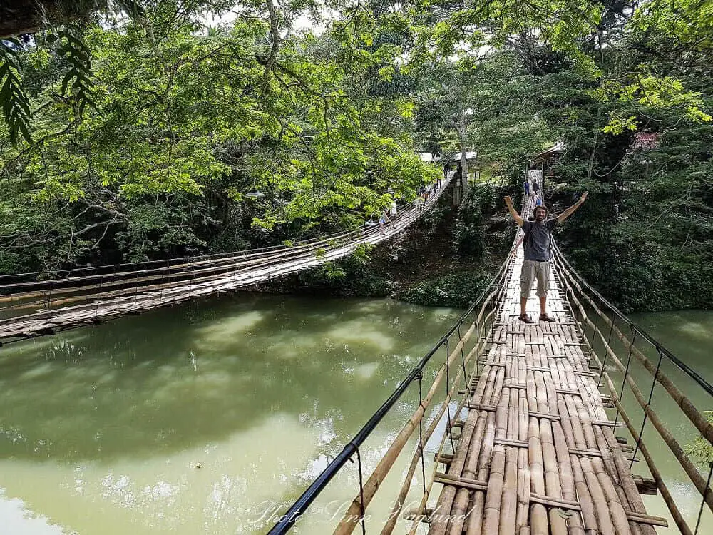 Hanging bamboo bridge in Bohol, Philippines