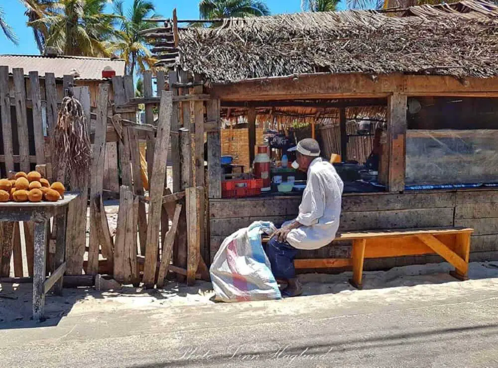 A local is drinking coffee in Morondava