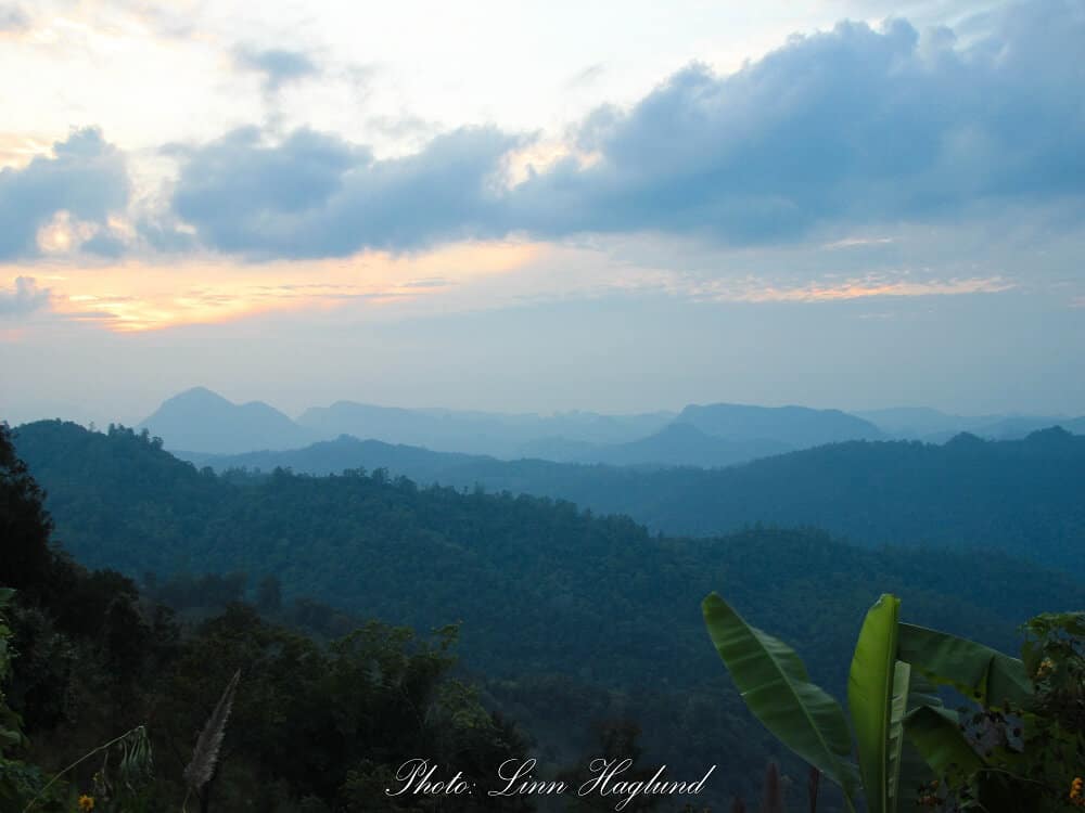 Sunset over the mountains in Northern Thailand