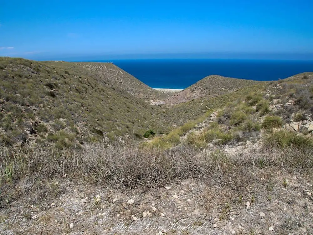 View from the top of the hike to Los Muertos beach. This is the most popular Cabo de Gata beach