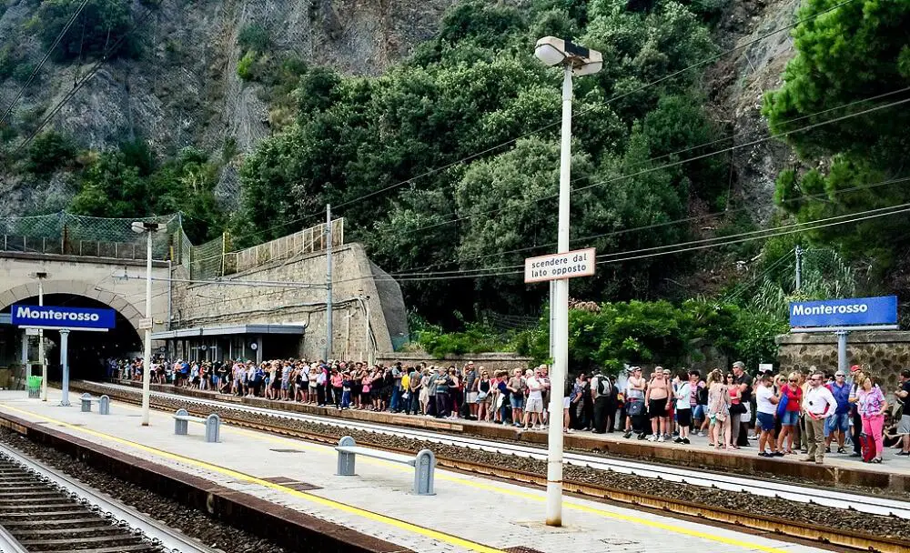 The trainstations in Cinque Terre are constantly packed with tourists