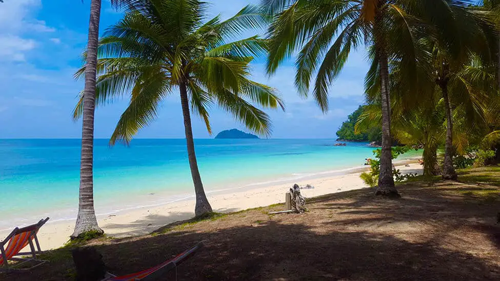 Beach and palm trees in Koh Bulon Lae