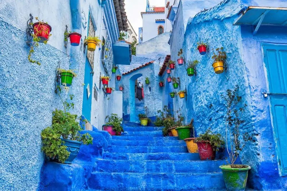 Colorful blue street of Chefchaouen