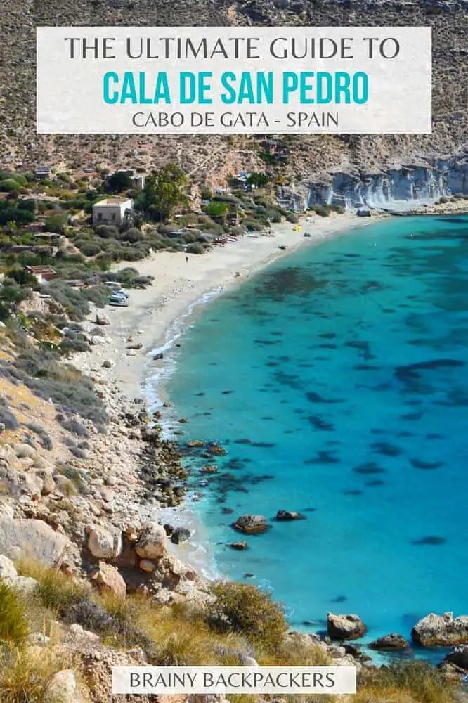Looking for the perfect hippie paradise where you can camp on the beach? Check out this complete guide to Cala de San Pedro in Spain for the ultimate adventure! #responsibletourism #caladesanpedro #spain #andalusia #almeria #cabodegata #europe #adventure #summer #camping #beachcamping #brainybackpackers