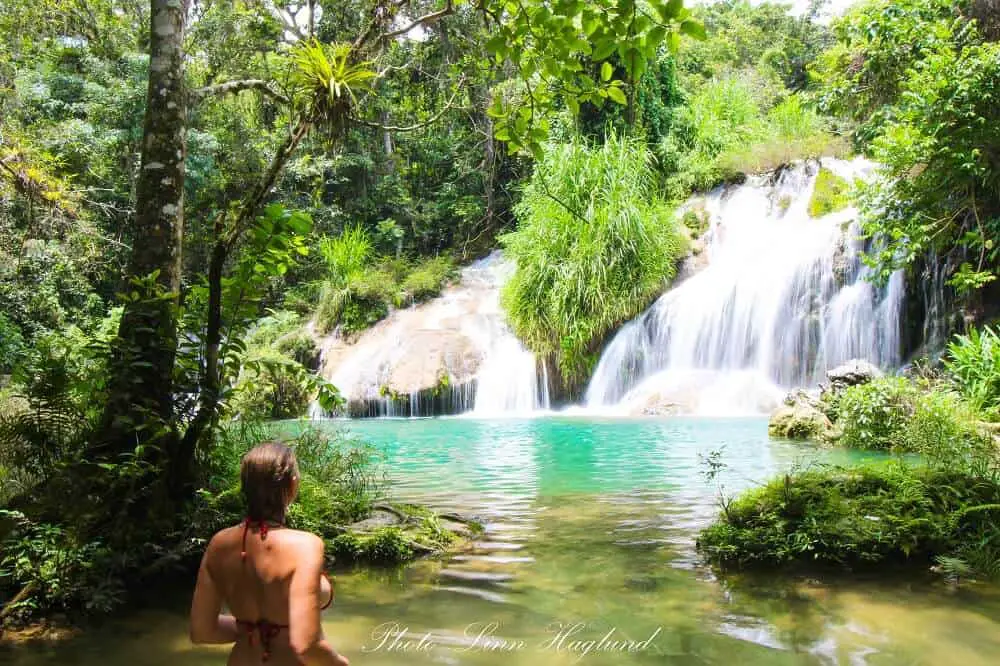 The top natural pool at El Nicho in Cuba