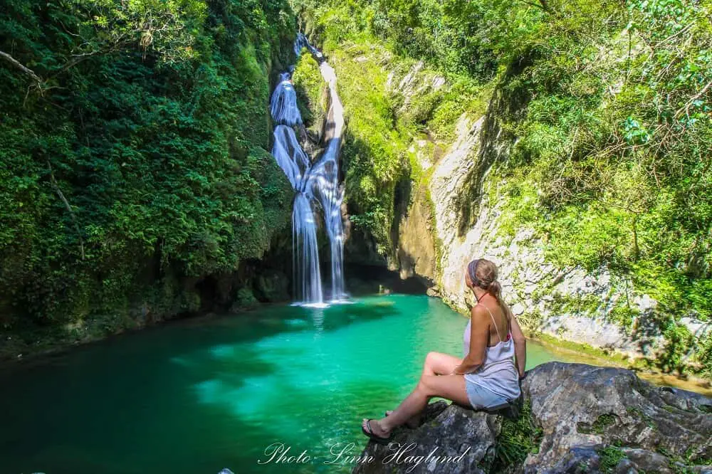 Looking out at the waterfall