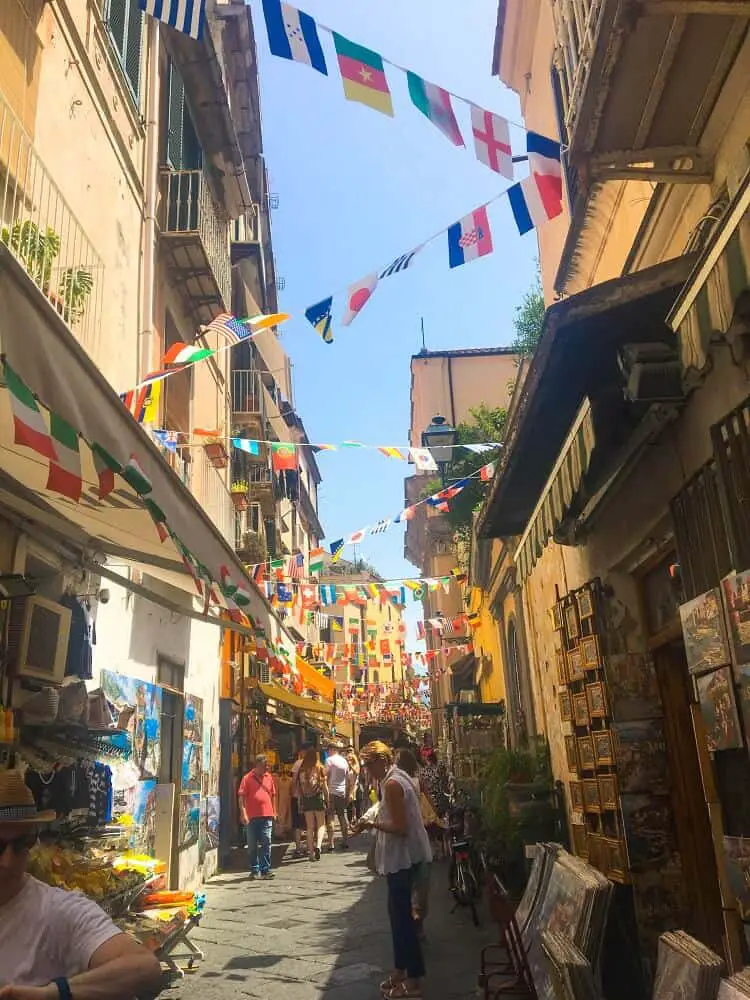 Busy street in Sorrento on the Amalfi Coast