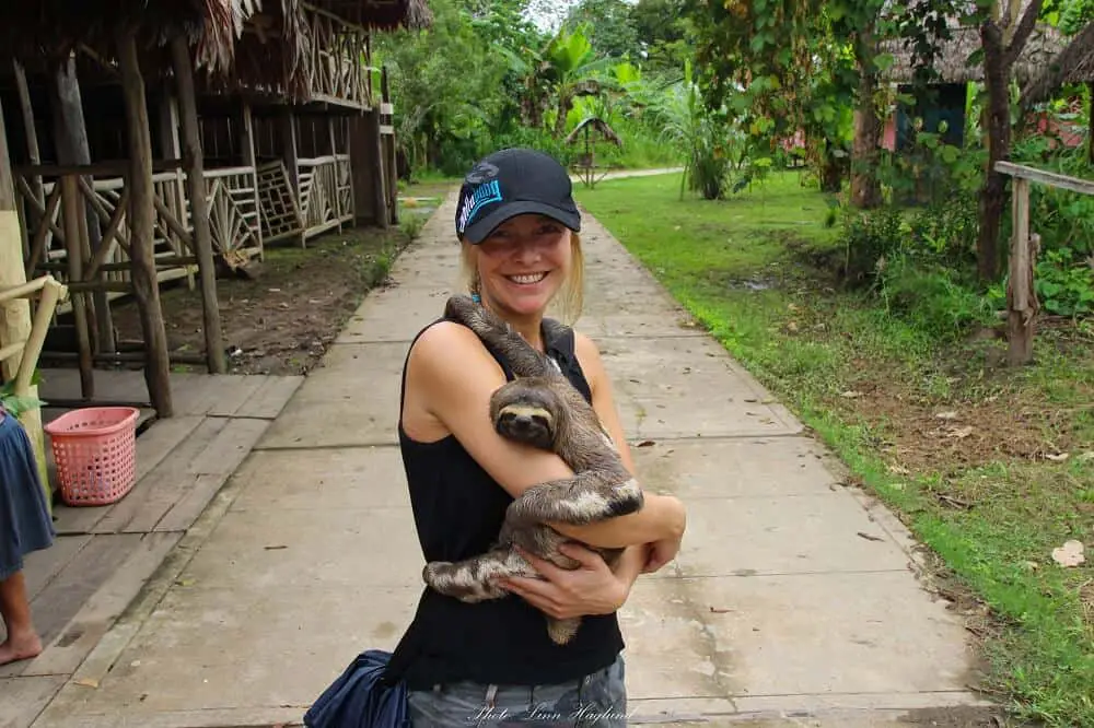 Holding a sloth leads to stress and anxiety for the animal.