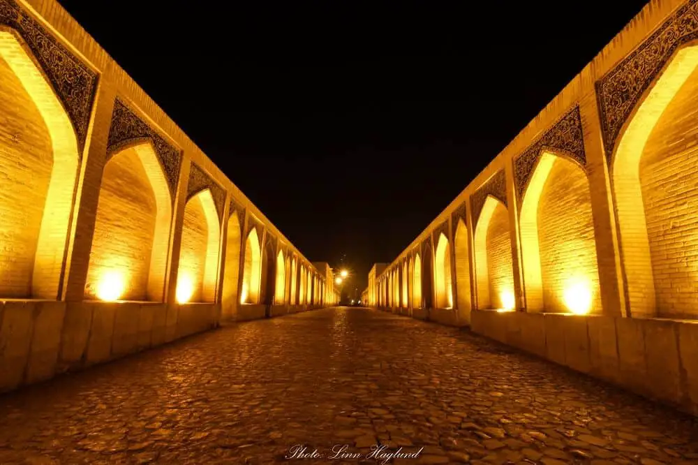 Khaju Bridge in Isfahan by night