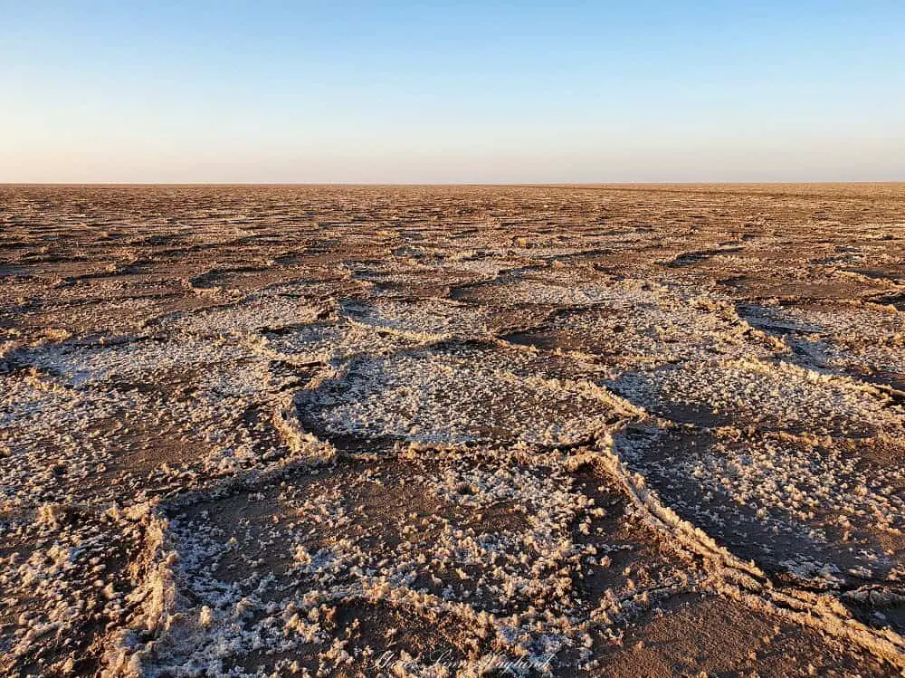 The Salt Lake in the Maranjab desert is dry in winter