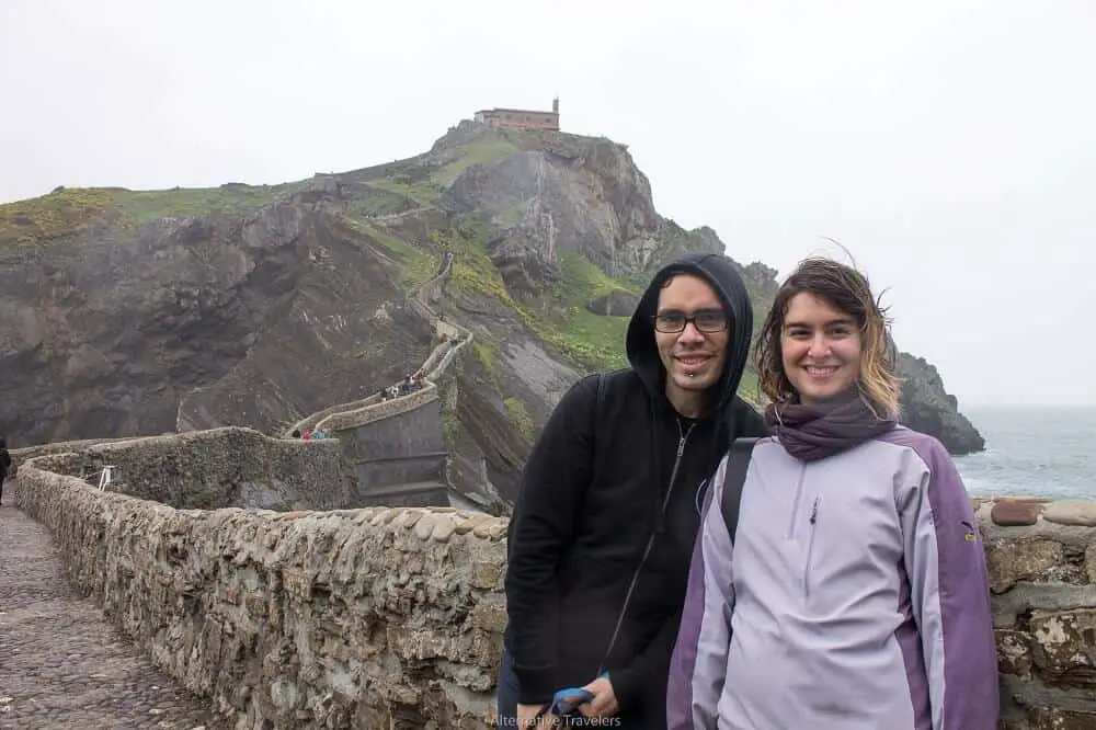 Sam and Veren at San Juan de Gatzelugatxe, Spain