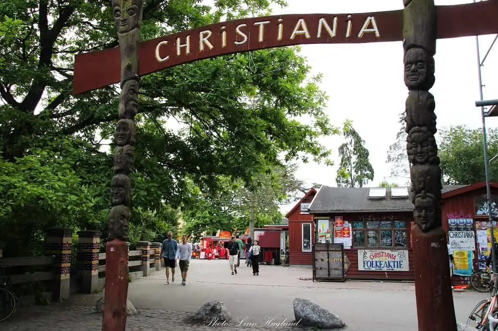 The entrance of Christiania. MAke sure you go there if you have one day in Copenhagen.