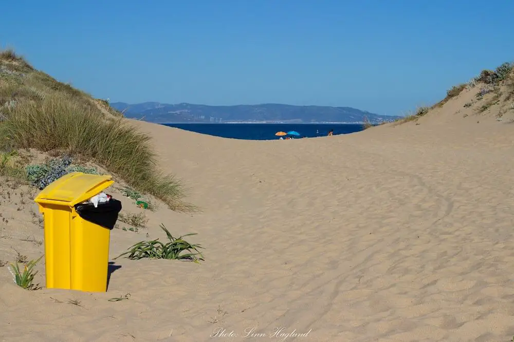 Be mindful and don't overfill the rubbish bins - Los Caños de Meca Spain