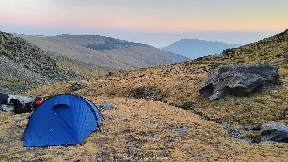 Wild camping while trekking Mulhacen