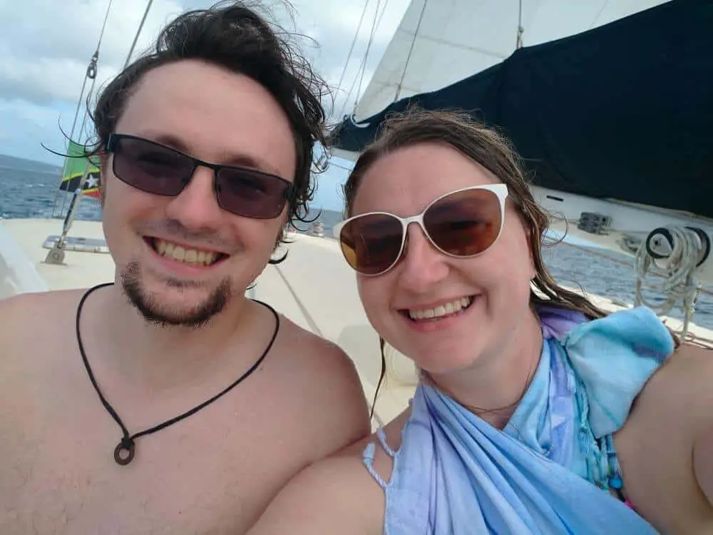 Steph and Lewis on a catamaran trip