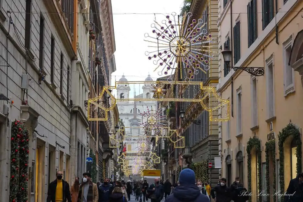 Rome winter holiday streets