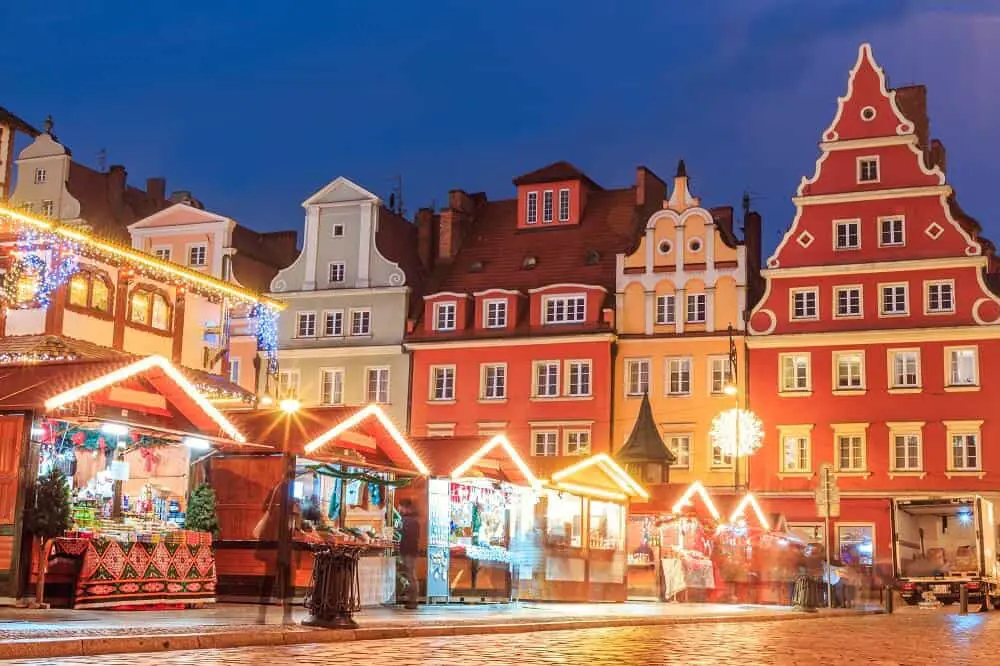 Christmas market in  Wroclaw in Poland in the winter
