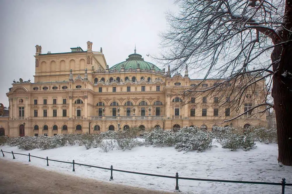 Juliusz Slowacki Theater is a great place to go in winter in Krakow Poland