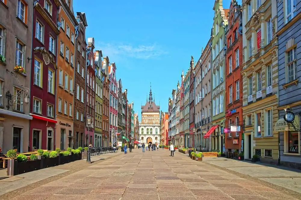 Golden gate and Prison Tower on Dluga Street Gdansk