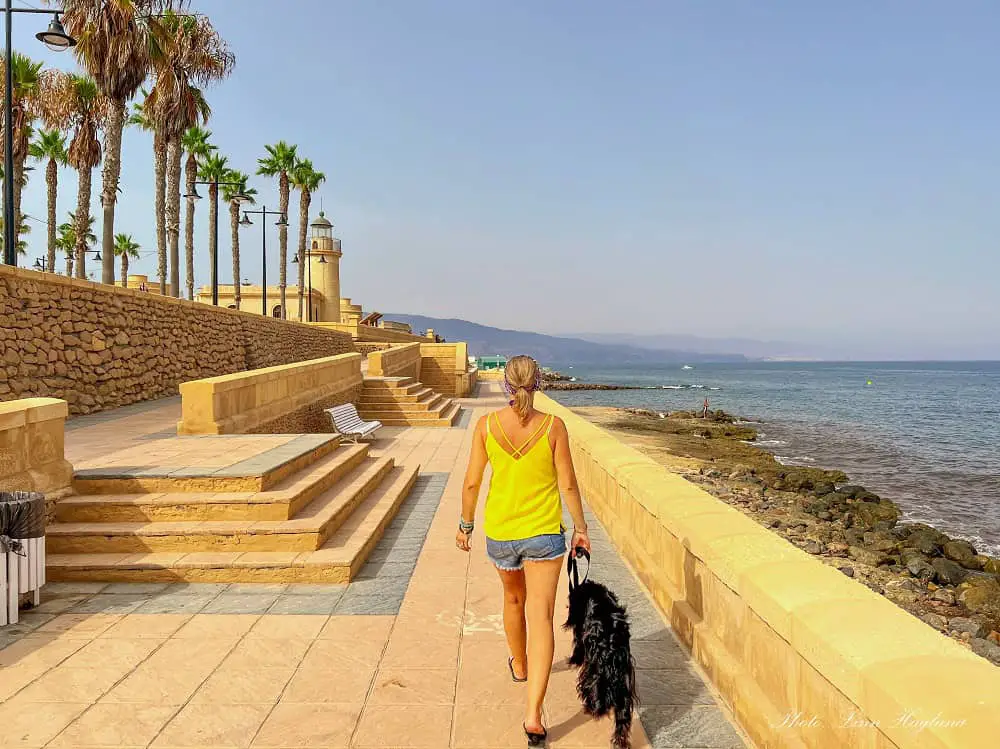 Walking along Roquetas de Mar Coast.