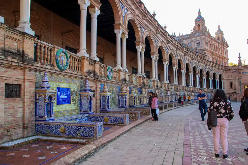 Plaza de España in winter in Seville Spain.
