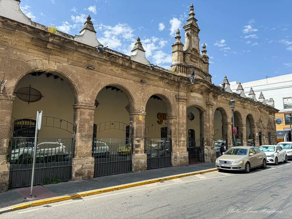 Porticos of the Old Fishmarket in El Puerto de Santa Maria Spain.