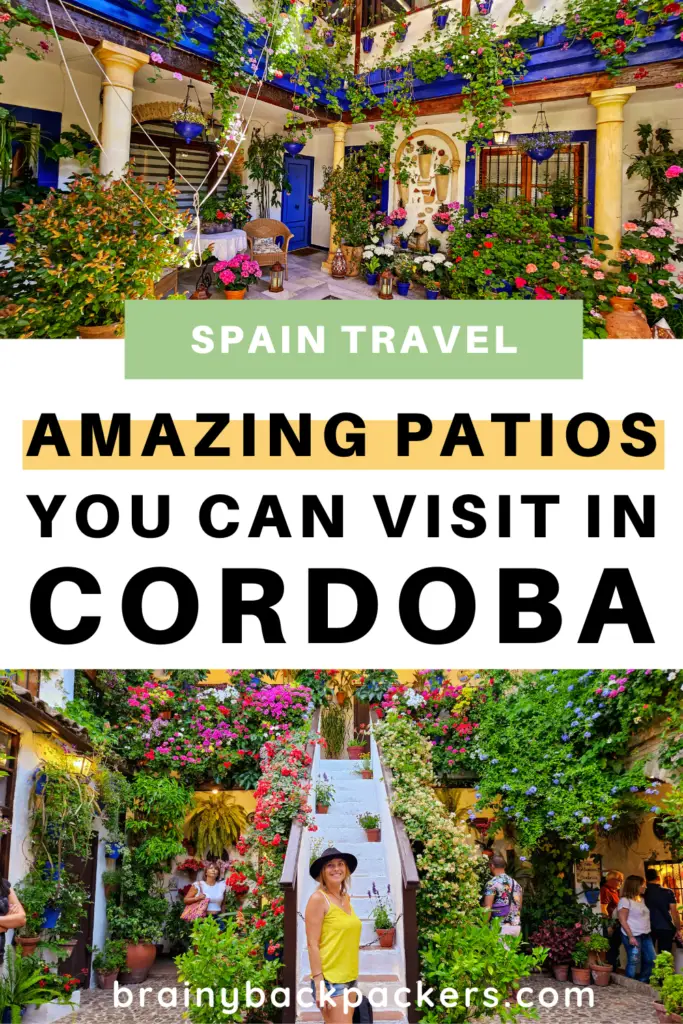Pictures of colorful patios in Cordoba Spain.