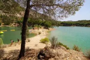People swimming in El Chorro Lakes Malaga.