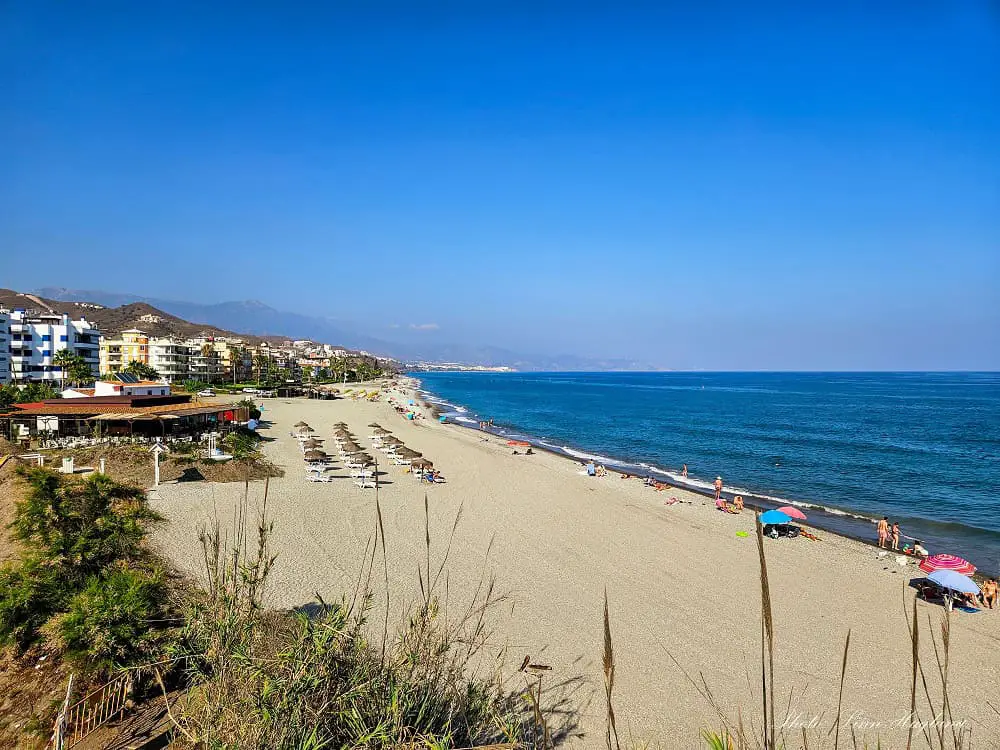 A wide beach in one of the top beach towns near Malaga.