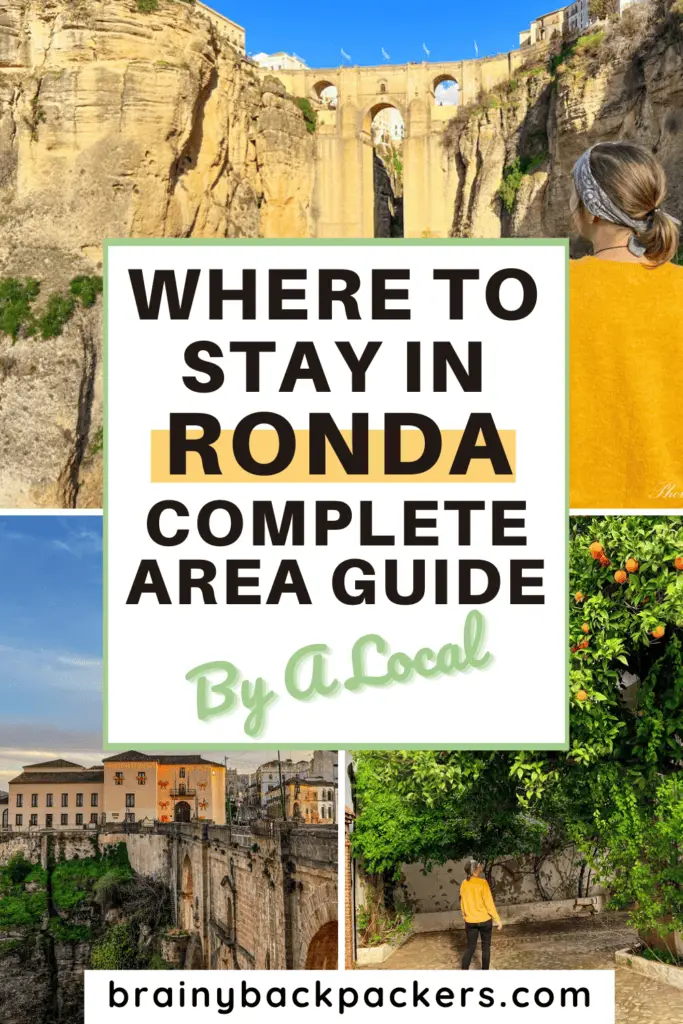 Hotels and neighborhoods in Ronda with the overlay text: Where to stay in Ronda Spain.