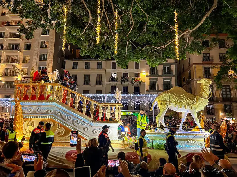 A festive parade during Christmas in Malaga.