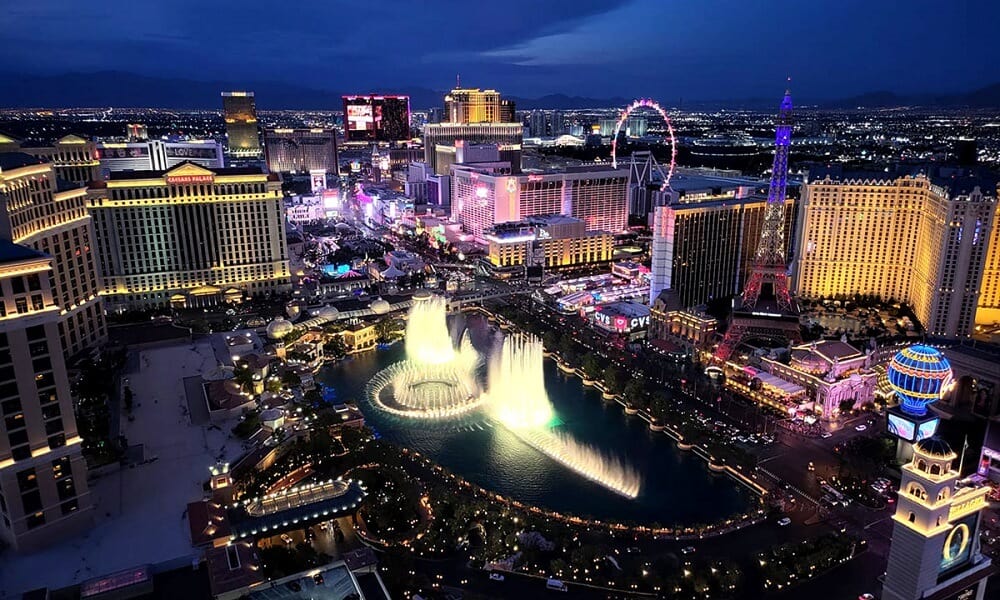 Las Vegas in winter - View of the Strip from Cosmopolitan