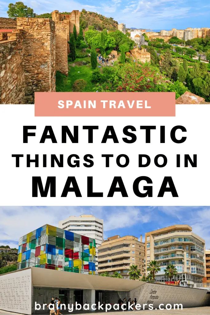 Alcazaba de Malaga and a colorful museum building which are some of the best things to do in Malaga Spain.