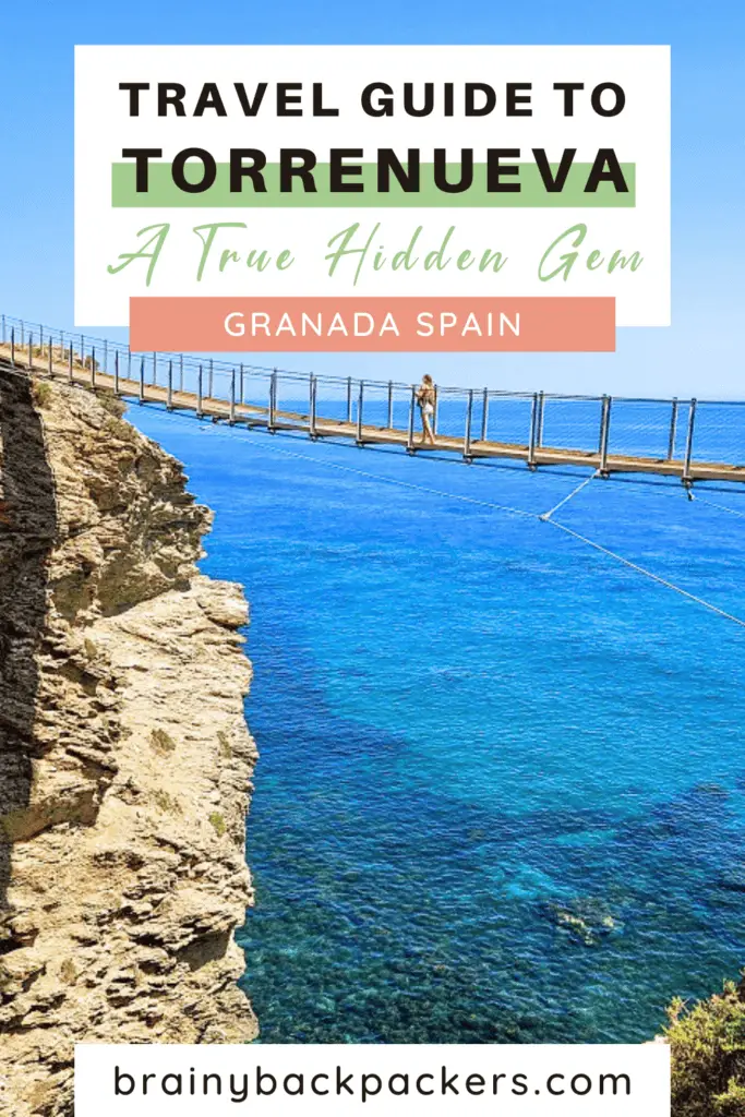 Me crossing a hanging bridge over the water in Torrenueva Granada Spain.