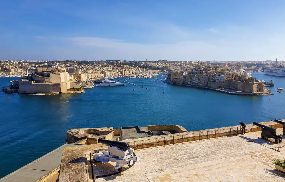 Views of the Three cities from Upper Barrakka Gardens whic you will see with three days in Malta.
