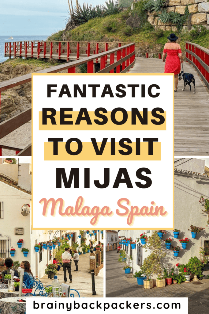 Pictures of a charming white village and a coastal boardwalk with the overlay text: "Is Mijas Worth Visiting?"