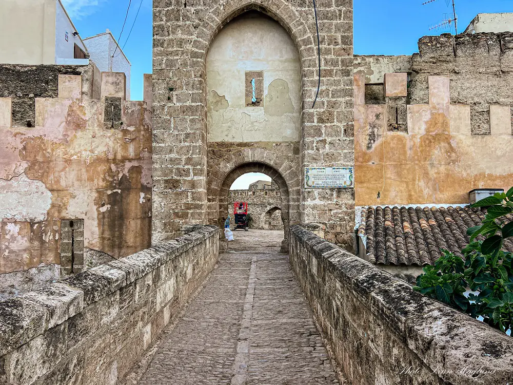 A medieval entrance gate in Castle of Buñol Valencia Spain.