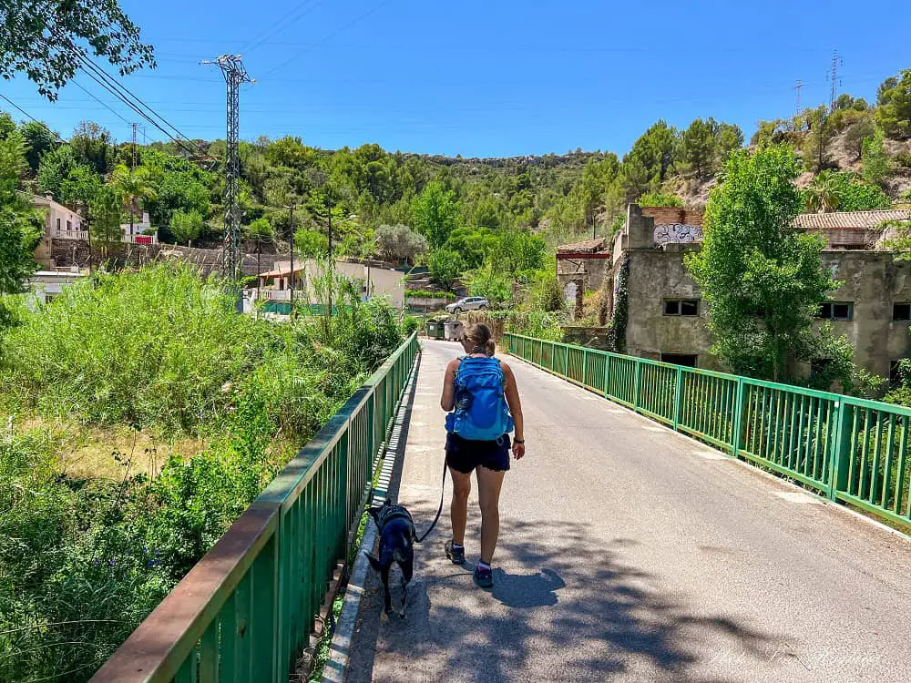 Atlas and I are crossing the bridge at the bottom of Calle Valle de Andorra.