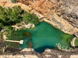 Charco Azul Chulilla Valencia Spain seen from above.