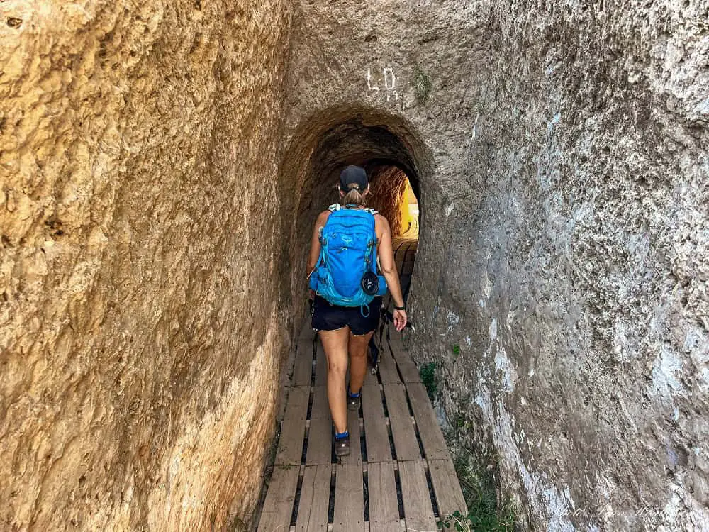 Hiking through a tunnel in Chelva