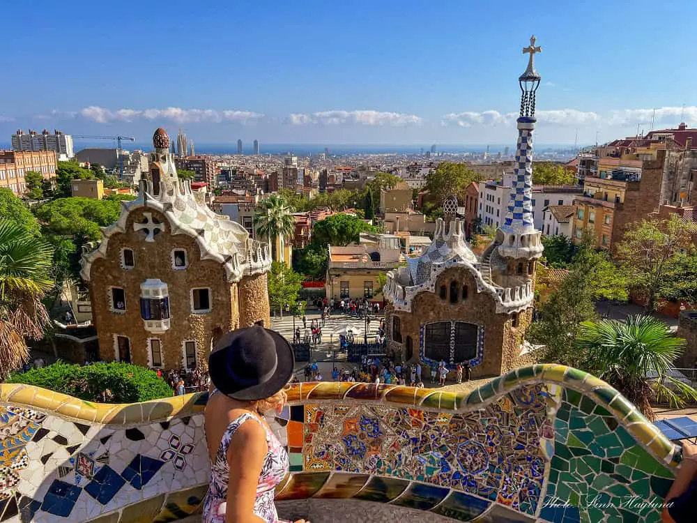 Me overlooking the views of Barcelona from Park Güell, definitely one of the best things to do in Spain!