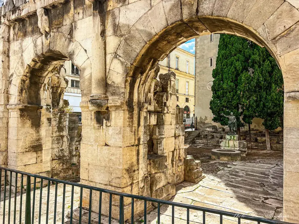 Looking at the Roman ruins - one of the best things to do in Nimes France.