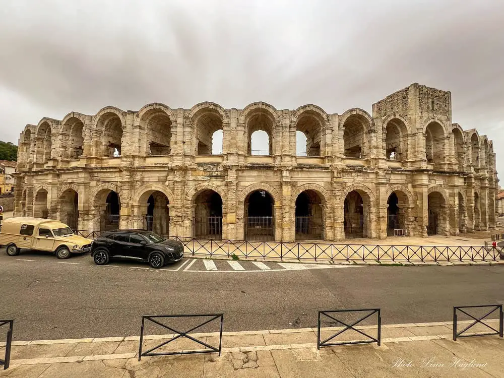 Arles Arena on a cloudy day.