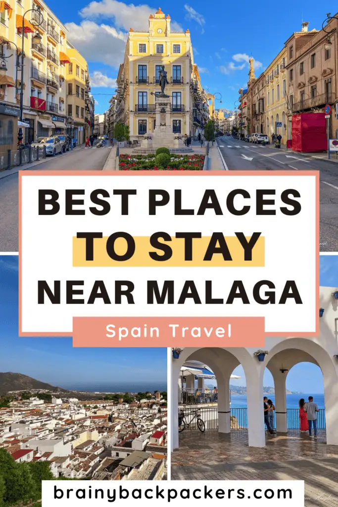 pictures of cities, towns and views of sunny coastlines with the overlay text: "Best places to stay near Malaga".