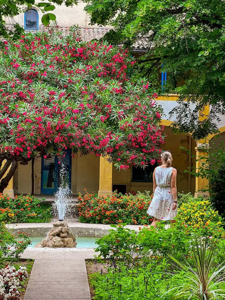 Me walking in the garden of Hotel Dieu, one of my favorite things to do in Arles France.