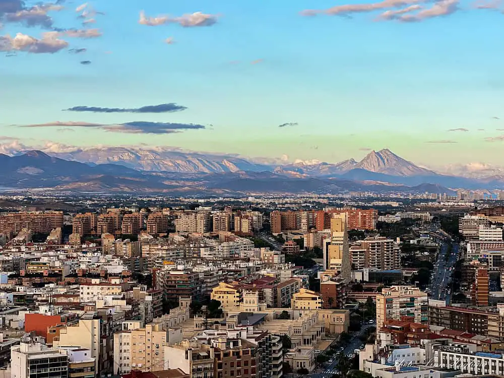 Alicante City views with the mountains behind.