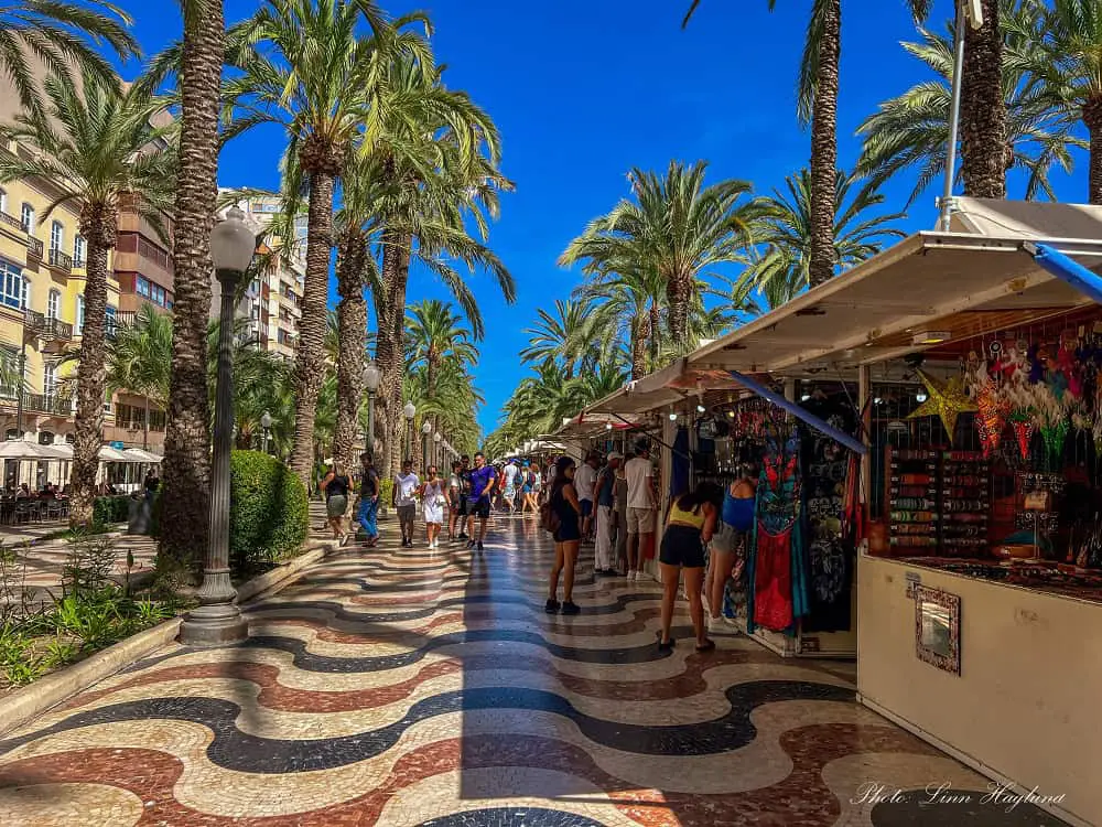 People shopping at the market on a day trip to Alicante.