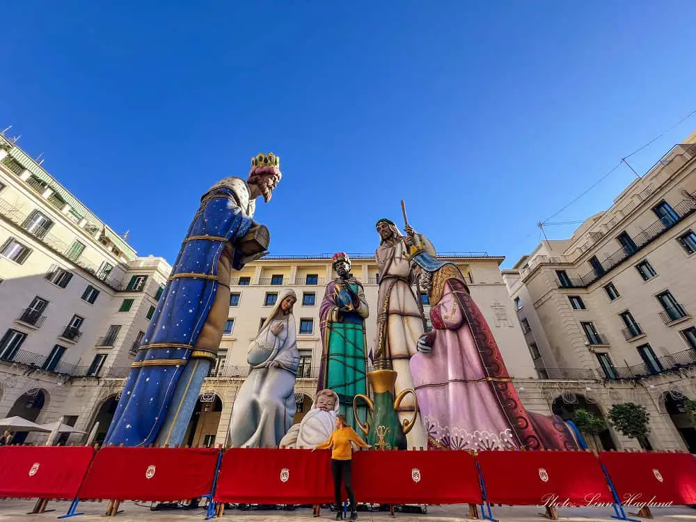 Giant nativity scene in Alicante in winter.