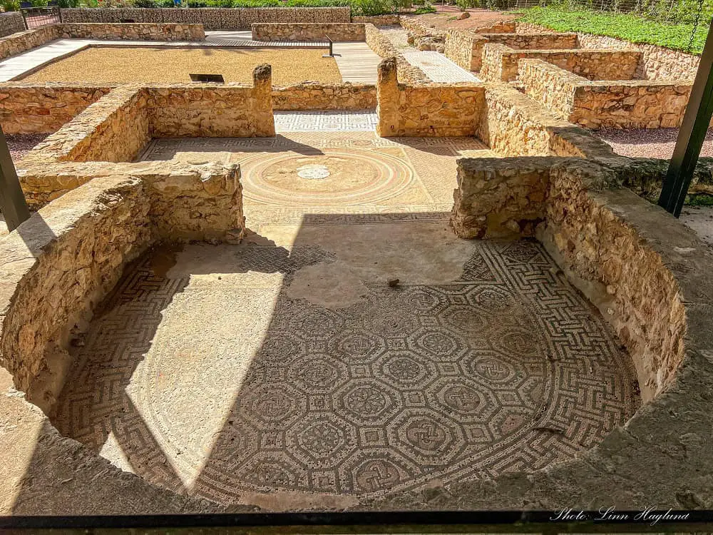 Mosaics in a ruined Roman Villa in Santa Pola Spain.