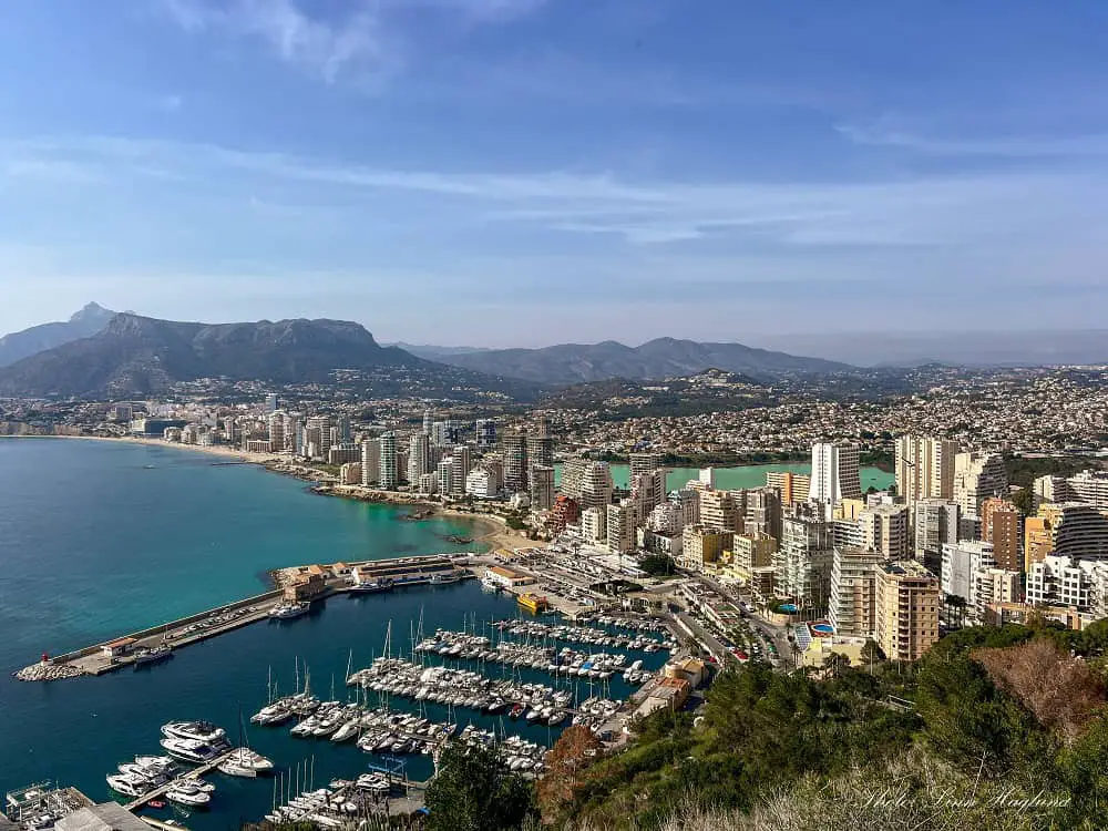 Turquise bays of Calpe seen from above.